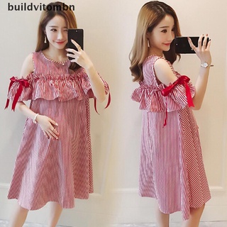 [buildvi] Maternity Loose Dress Pregnant Dresses Fashion Stripe Dress Nursing Dress Top .