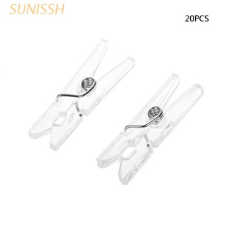 SUNIN 20Pcs 25mm Mini Spring Clear Transparent Clips Clothes Photo Paper Peg Party Home Decoration