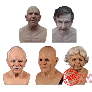 Old Man Scary Mask For The Halloween Party Costume Old Bald Cosplay Grandpa Silicone Beard U4I2