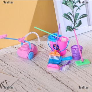 <Sanlitun> 9 piezas Mini fregona escoba juguetes herramientas de limpieza Kit de casa de muñecas juguetes limpios