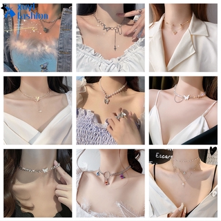 Coreano Actual Moda Mariposa Amor Colgante Collar Elegante Dulce Perla Clavícula Cadena Mujeres Joyería Accesorios Regalo (1)