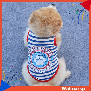 [wmp] chaleco para mascotas de algodón transpirable rayado con estampado de dibujos animados para verano