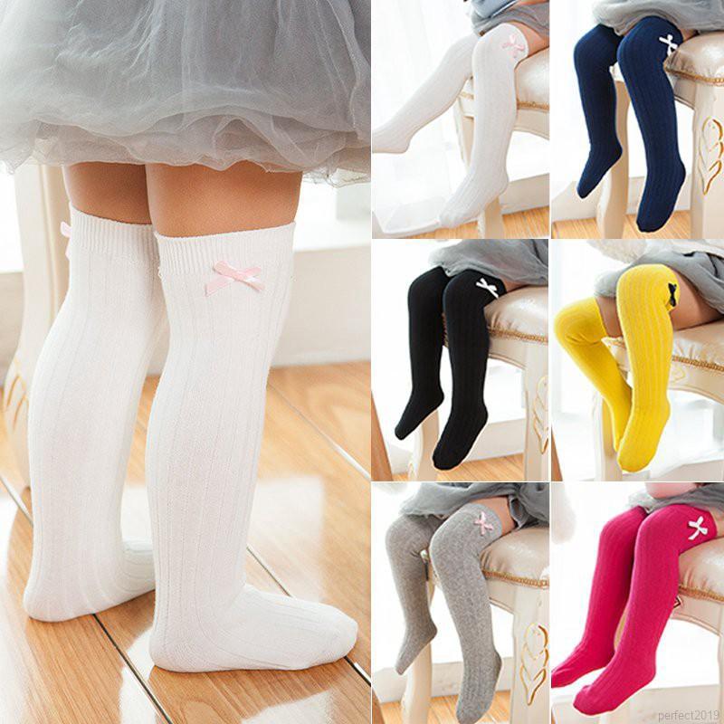 perfect calcetines de algodón con lazo para bebé/niña/calcetines altos de rodilla