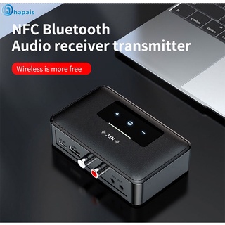 hapais Bluetooth 5.0 Transmitter Receiver Wireless 3.5mm AUX NFC to 2 RCA Audio Adapter hapais