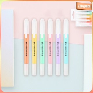 resaltadores bolígrafos 6 coloridos colores surtidos doble pastel marcador conjunto de puntas finas pluma fluorescente para aula de oficina
