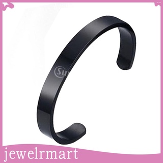 [jewelrmart] pulido de acero inoxidable pesado para hombre abierto brazalete pulsera joyería negro