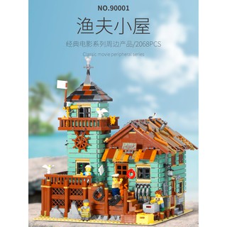 Compatible con Lego Fisherman&#39;s Cabin 21310 Building Street View Tree House Villa House 90001 Juguetes de bloques de construcción ensamblados