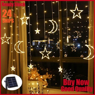 LEDColor linterna intermitente de Solar-Powered luces de cadenaUSBControl remoto estrella Luna cortina luz vacaciones Navidad habitación luces decorativas (1)