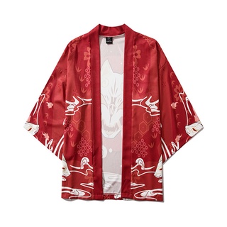 gogosale Verano Japonés Cinco Puntos Mangas Kimono Hombre Y Mujer Capa Jacke Top Blusa