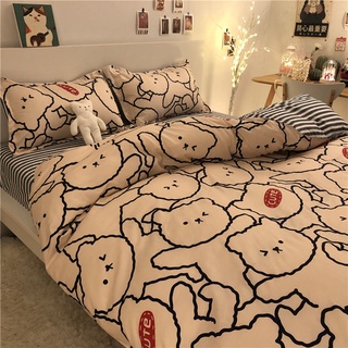 ✨La vida❤️Boutique ⚡Feng Xiaoxiong lavado de algodón ropa de cama de cuatro piezas conjunto de dibujos animados de las sábanas de los niños edredón de tres piezas dormitorio conjunto