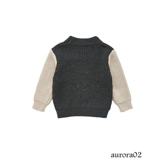 ❁Uw✲Los niños Casual de manga larga suéter de moda contraste Color cuello redondo jersey prendas de punto (6)
