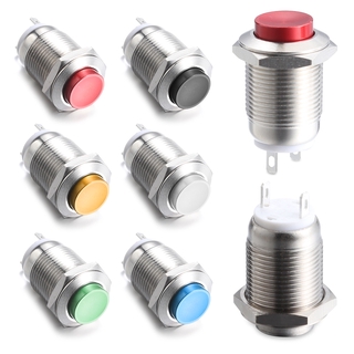 itlife interruptor de botón de botón de inicio momentáneo de alta ronda de 12 mm impermeable anillo multicolor 250v metal/multicolor (8)