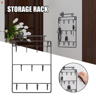 Wall Mounted Key Hook Three Layer Wrought Iron Storage Bracket for Storing Coats Hats Towels Home Decoration