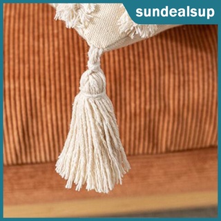 [sund] fundas de almohada boho con borlas, fundas decorativas de almohada tejida bohemio tejidas para sofá sofá