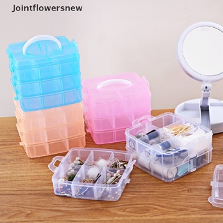 [jfn] caja de almacenamiento transparente de 3 capas de 18 compartimentos, caja de almacenamiento, caja organizadora de joyas, diseño de flores nuevas