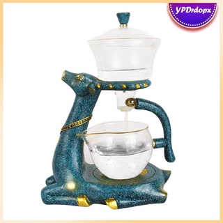 [good] tetera de vidrio borosilicato alto goteo olla infusor de té café olla de vidrio resistente al calor tetera con decoración base reno (2)