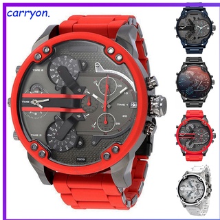 Men Large Dial Dual Movements Watch Steel Band Quartz Watch Daily Business