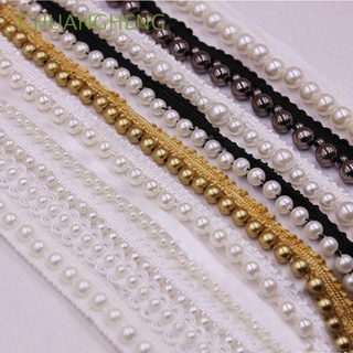 chuangheng hecho a mano encaje recorte perlas materiales de la ropa cinta cinta 1 yarda diy artesanía tocado vintage accesorios de costura