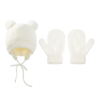 bebé caliente lindo sombrero guantes a prueba de viento lindo niños invierno de punto sombrero y guantes conjuntos