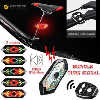 5 modos Control remoto bicicleta señales de giro luz trasera con altavoz/USB recargable luz trasera de bicicleta/ultraligero LED lámpara de advertencia con cuerno eléctrico para bicicleta de montaña