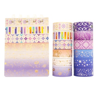 hea 12 Rolls Purple Star Gold Foil Japanese Washi Tape Set Masking Tape Sticker For Scrapbooking Diy Gift Stationary (7)