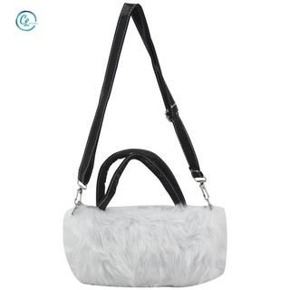 Lady Girl Pretty Cute Lovely Plush Fur Hairy Handbag Shoulder Bag Messenger Bag (White)