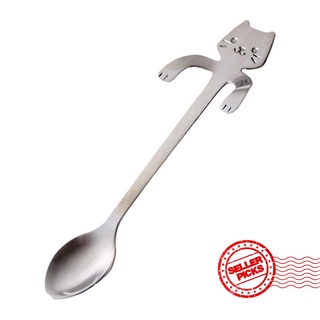 304 acero inoxidable creativo de dibujos animados gato mango puede cuchara café pequeña crema cuchara cuchara z3o1