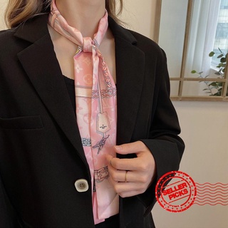Nueva bufanda de seda diadema mujeres verano coincidencia falda cinta corbata larga pequeña R5K8