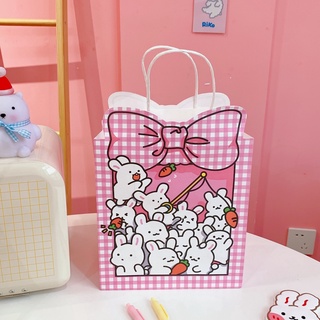 Lindo Ins Simple de dibujos animados estilo lindo oso bolsa de papel portátil bolsa de la compra bolsa de embalaje bolsa de almacenamiento (8)