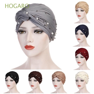 hogaro nuevo musulmán hiyab estiramiento de la pérdida de pelo cubierta de las mujeres turbante sombrero indio sombrero cabeza bufanda cabeza envoltura perlas cáncer quimio gorra/multicolor