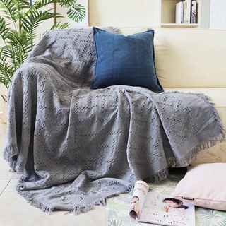 Color sólido de algodón de punto manta de doble cara de viaje túnica manta nórdica sofá cama sala de estar manta decorativa