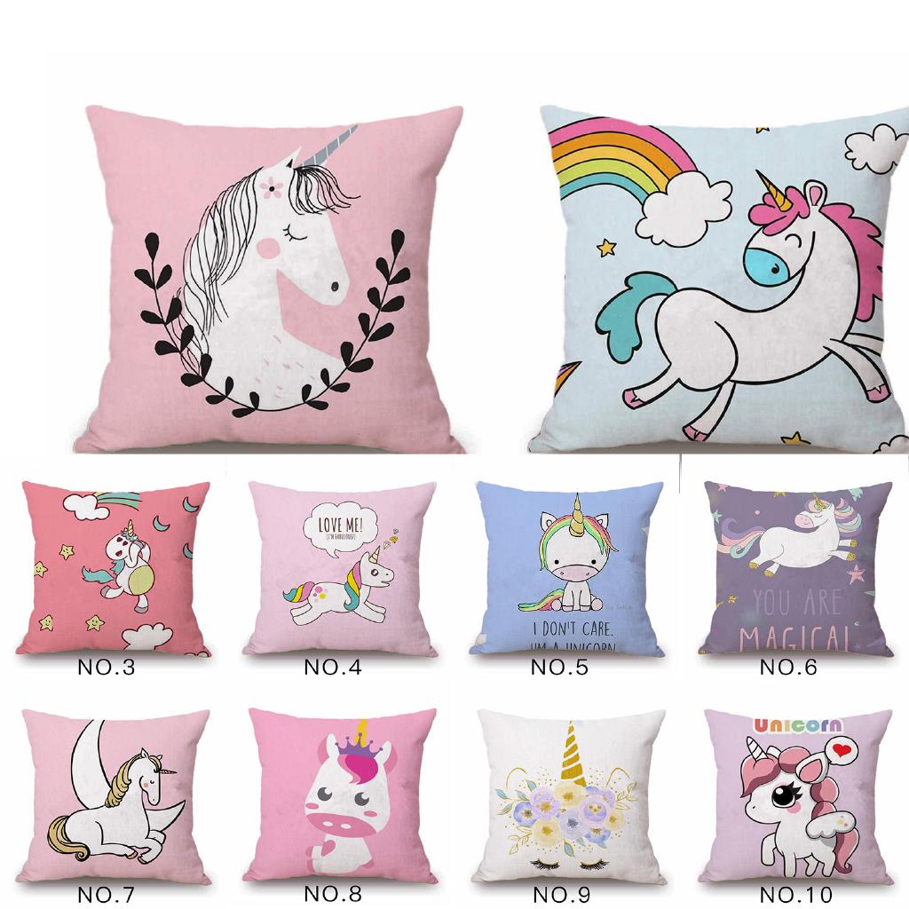 Funda de almohada de dibujos animados sofá funda de almohada unicornio lindo funda de almohada 45x45cm