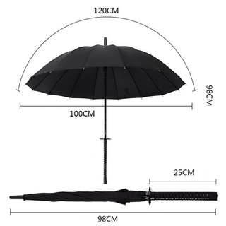 a prueba de viento estilo japonés recto de mango largo lluvioso soleado paraguas manual abierto (6)