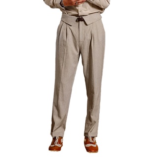 Mr pantalones largos rectos estilo occidental Vintage Color sólido para hombre