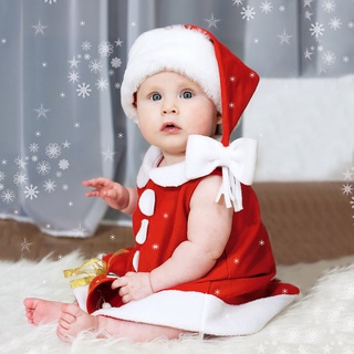[questre .] Vestido De Princesa De Navidad Sin Mangas Para Niñas/Bebés + Sombrero De Bowknot