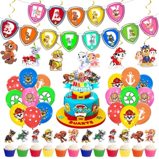 Paw Patrol Theme Party Decoration Set Kids Baby Birthday Party Needs Banner Cake Topper Balloon Party Supplies Children Gifts