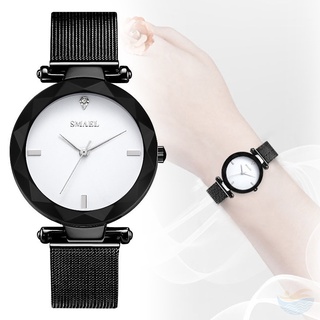 Women Quartz Watch Round Dial Wrist Watch with Metal Mesh Strap for Business Travel