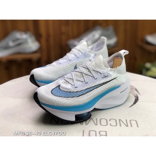 Nike Air Zoom Alphafly NEXT % Transpirable Mujer Marathon Running Zapatos Blanco Azul CI9925-012