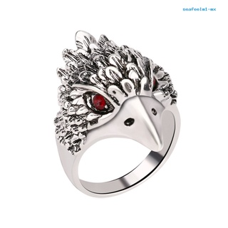 seafeelm1 anillo de cabeza de águila para hombre, joyería Vintage, diamantes de imitación, regalo de fiesta