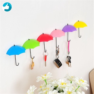 3 piezas creativo colorido paraguas gancho de pared horquilla titular de la llave organizador decoración (1)