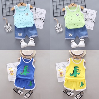 2021 nuevo 1-3y bebé niño verano traje de dibujos animados de manga corta camiseta conjunto coreano niños ropa de algodón 2pcs conjunto (1)