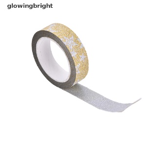 [glowingbright] Cinta adhesiva de papel Washi con purpurina en manualidades adhesivas decorativas DIY, (5)