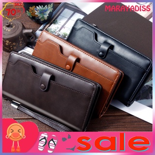 <Ready Stock> Men Faux Leather Multi Card Slot Long Wallet Two Compartments Zipper Clutch