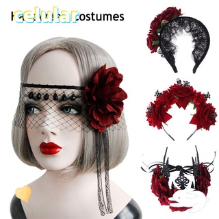 Diademas Para el cabello/accesorios Para el cabello góticos góticos Para mujer/accesorios de fotografía Props rojo rosa corona diademas halloween