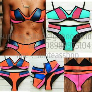 Bk75 conjunto de bikini eléctrico neo Color ropa de playa.