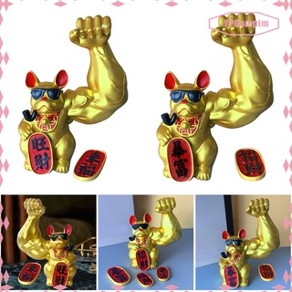 fuerte brazo de la suerte gato figura estatua de oro creativo feng shui animal decoración del hogar dinero suerte fortuna coleccionables para
