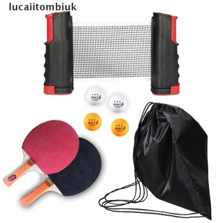 [lucai] Table Tennis Kit Ping Pong Set Portable Retractable Net 2 Bats + 4 Balls + 1 Bag .