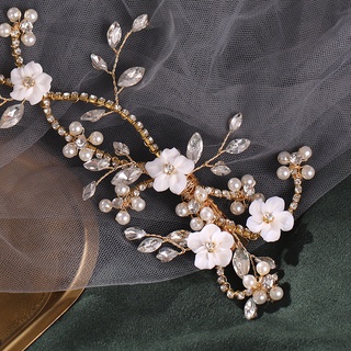 Novia boda flor peine de pelo perla joyería tocados perla peines laterales novia corte de pelo accesorios decorativos (2)