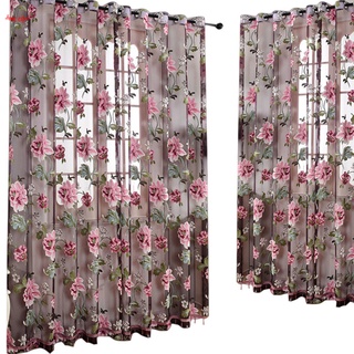 2 piezas cortina de ventana transparente peonía flor ventanas Panel balcón sala de estar baño dormitorio cortinas decoración del hogar (2)