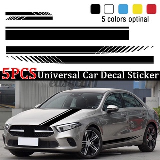 5Pcs Side Skirt Mirror Body Hood Vinyl Racing Stripe Decals Car Sticker For Car Universal